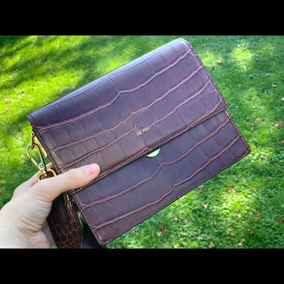 mini flap bag brown croc